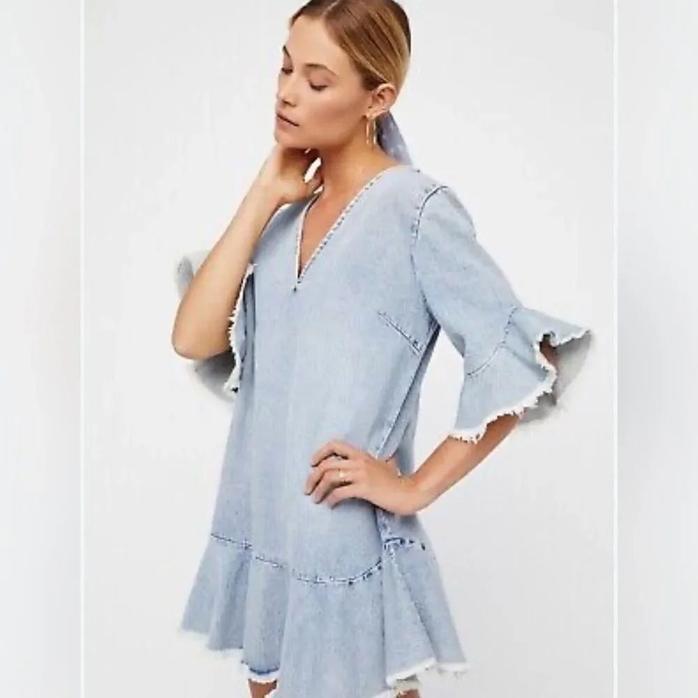 Free People Denim Ruffle Dress